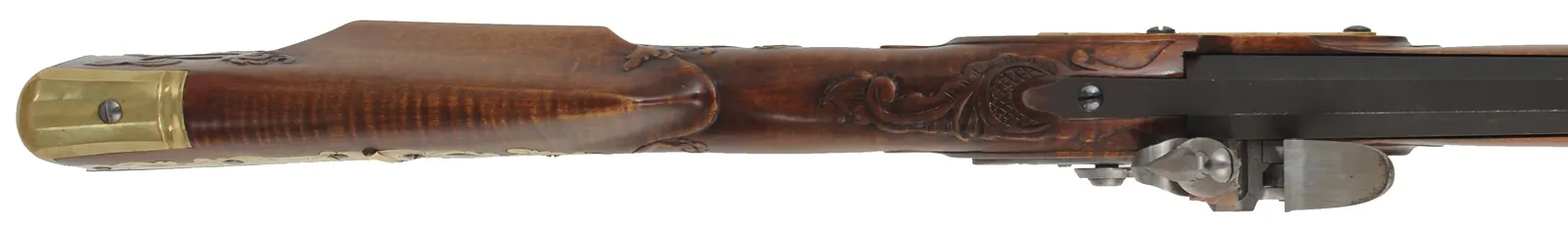 Lancaster County, Pennsylvania Longrifle,
.54 caliber, 38" Rice swamped octagon barrel,
Chambers flint lock, curly maple, brass trim,
new, unfired, by J. Bohan