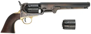 1851 Navy Percussion Revolver,
.36 caliber, 7-1/2" barrel, 
color hardened steel frame, walnut, extra cylinder,
used, with factory box, by Pietta