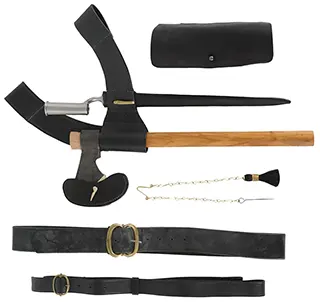 Accessories for Officer's Light Infantry, 
tomahawk, bayonet, cartridge box, belt, sling, used
