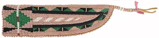 Beaded Knife Sheath,
10" long by 3" wide,
rawhide wrapped in brain tan