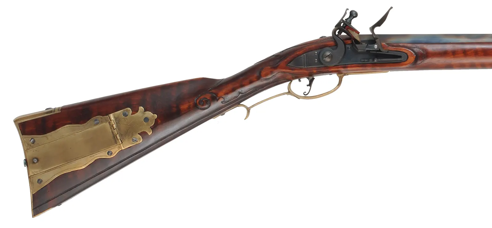 Lancaster County Longrifle,
.50 caliber, 42" swamped Rice barrel,
Chambers flintlock, maple, brass, 
new, by R. Buchanan 