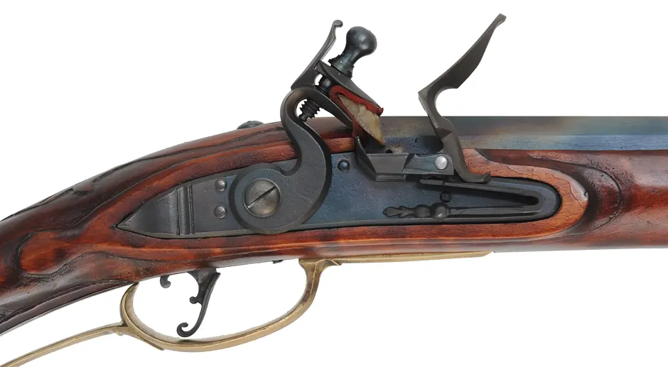 Lancaster County Longrifle,
.50 caliber, 42" swamped Rice barrel,
Chambers flintlock, maple, brass, 
new, by R. Buchanan 