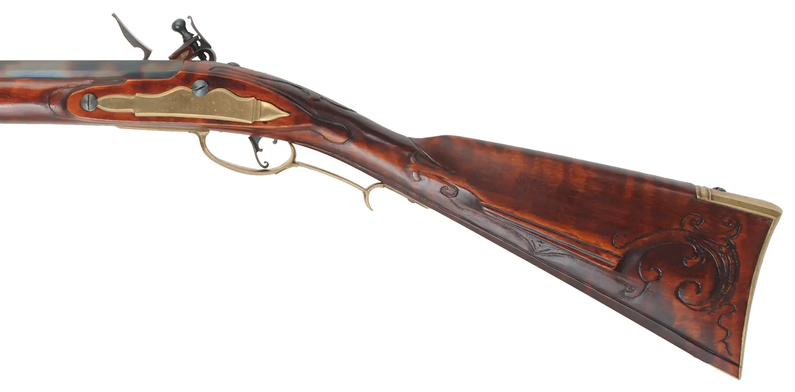 Lancaster County Longrifle,
.50 caliber, 42" swamped Rice barrel,
Chambers flintlock, maple, brass, 
new, by R. Buchanan 
