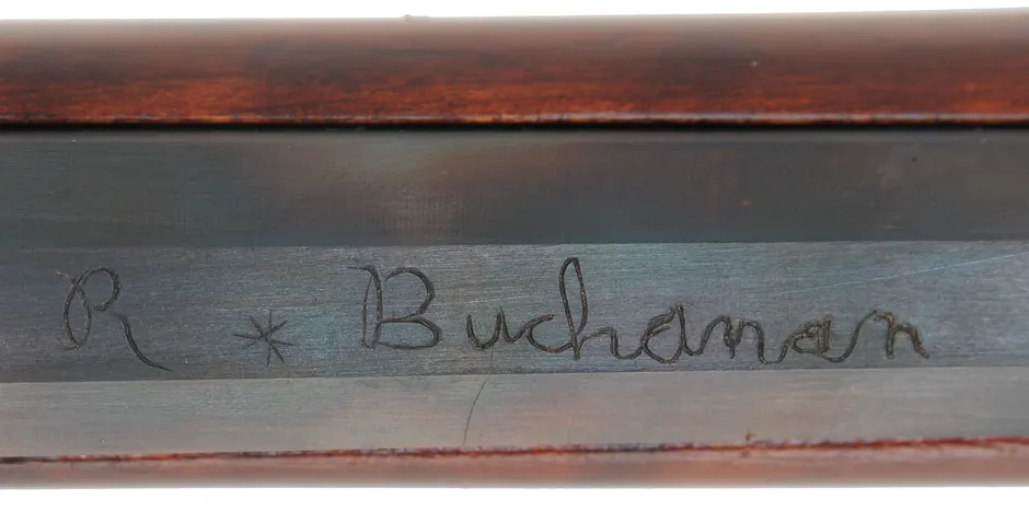 Lancaster County Longrifle,
.50 caliber, 42" swamped Rice barrel,
Chambers flintlock, maple, brass, 
new, by R. Buchanan 