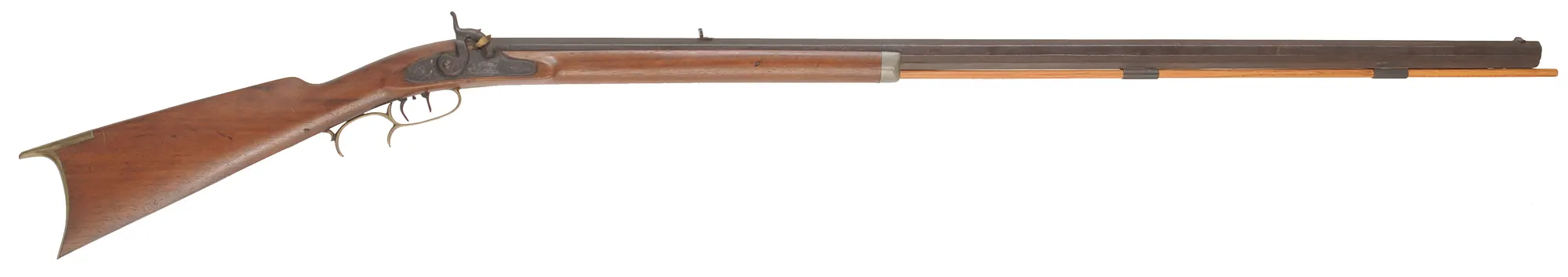 Antique Halfstock Rifle,
.43 caliber, 42" barrel,
percussion, walnut, brass
