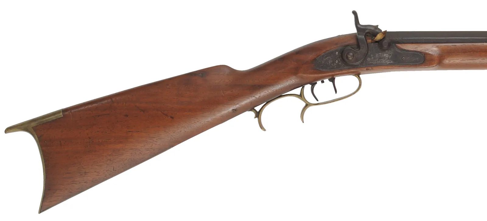 Antique Halfstock Rifle,
.43 caliber, 42" barrel,
percussion, walnut, brass
