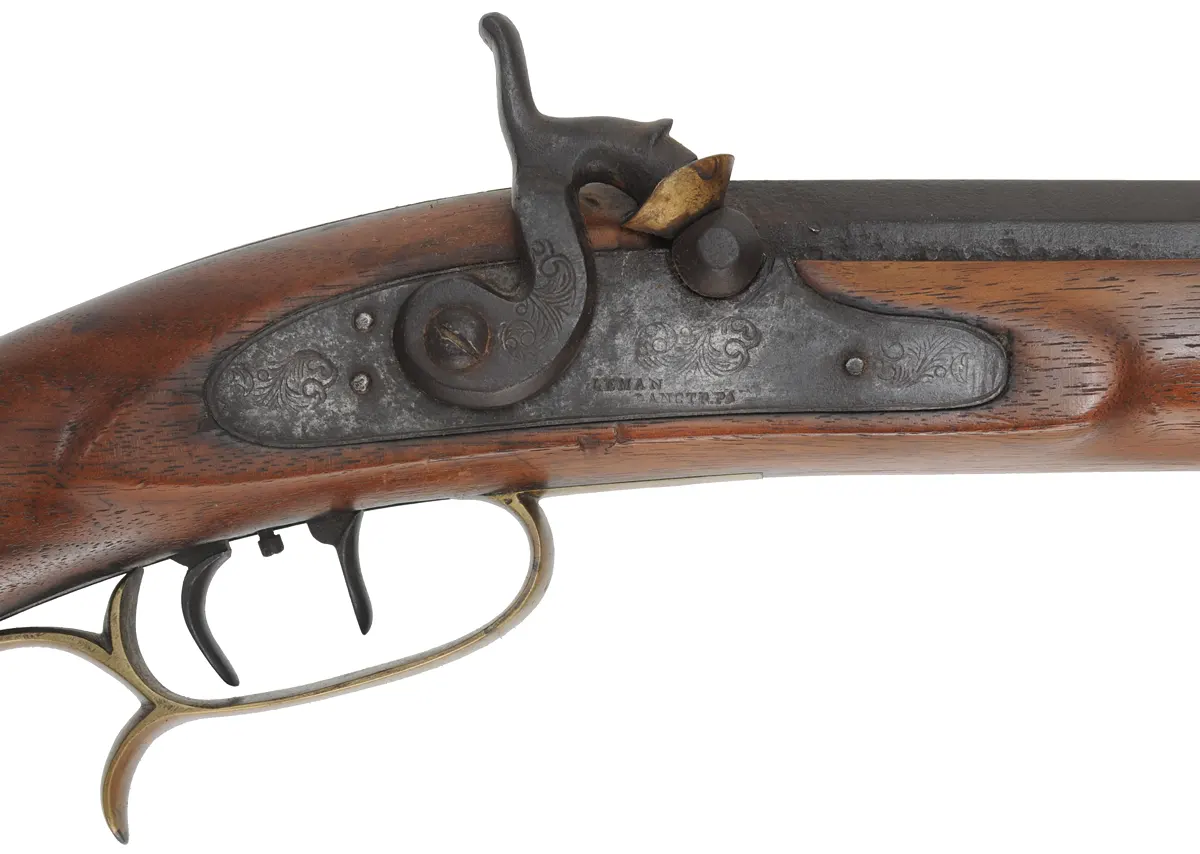 Antique Halfstock Rifle,
.43 caliber, 42" barrel,
percussion, walnut, brass
