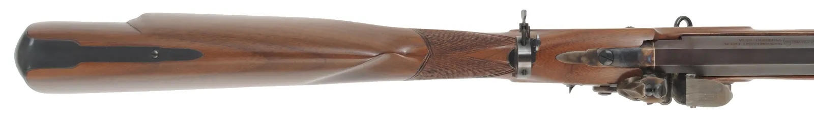 Mortimer Target Rifle,
.54 caliber, 35-1/2" octagon-to-round barrel,
flintlock, checkered walnut, iron trim, globe & tang sight,
unfired, by Davide Pedersoli Mortimer Target Rifle,
.54 caliber, 35-1/2" octagon-to-round barrel,
flintlock, checkered walnut, iron trim, globe & tang sight,
unfired, by Davide Pedersoli