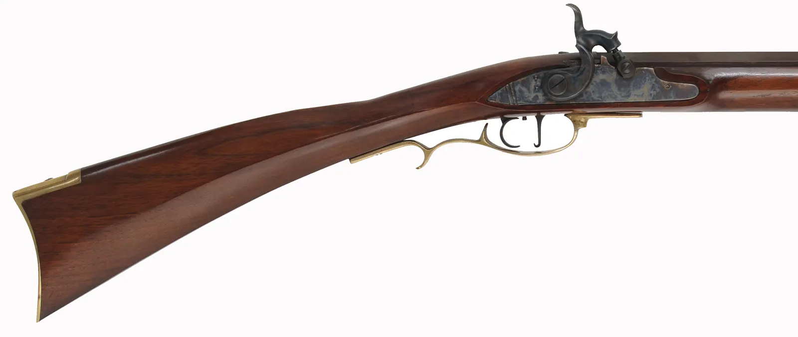 Frontier Longrifle,
.50 caliber, 39" barrel,
percussion, walnut, brass,
used, by Davide Pedersoli Frontier Longrifle,
.50 caliber, 39" barrel,
percussion, walnut, brass,
used, by Davide Pedersoli
