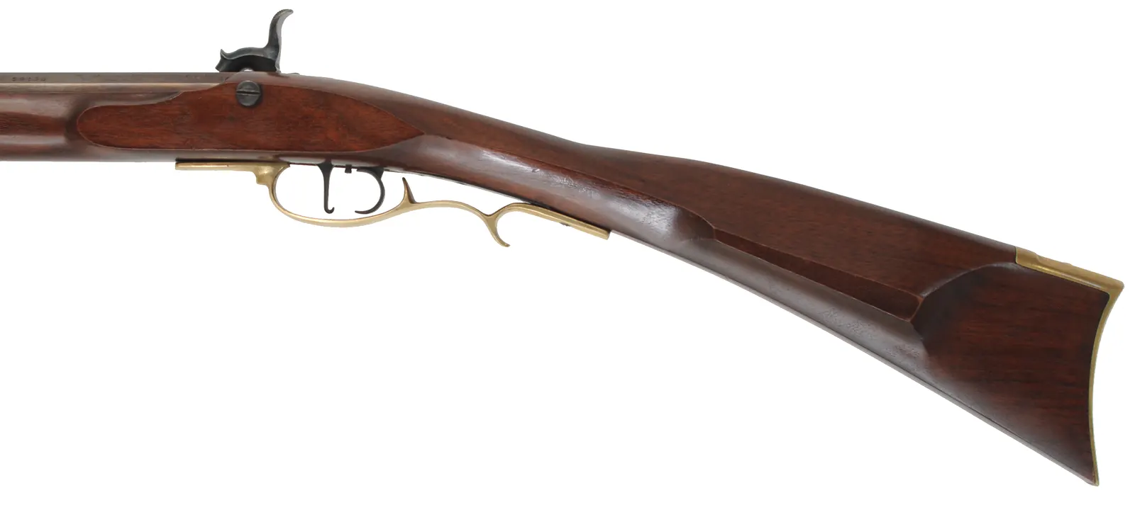 Frontier Longrifle,
.50 caliber, 39" barrel,
percussion, walnut, brass,
used, by Davide Pedersoli Frontier Longrifle,
.50 caliber, 39" barrel,
percussion, walnut, brass,
used, by Davide Pedersoli