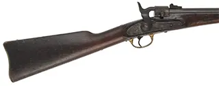 Joslyn Model 1862 Carbine,
.52 caliber, 22" barrel,
walnut with chip, brass, missing front sight,
incorrect hammer fitted Joslyn Model 1862 Carbine,
.52 caliber, 22" barrel,
walnut with chip, brass, missing front sight,
incorrect hammer fitted
