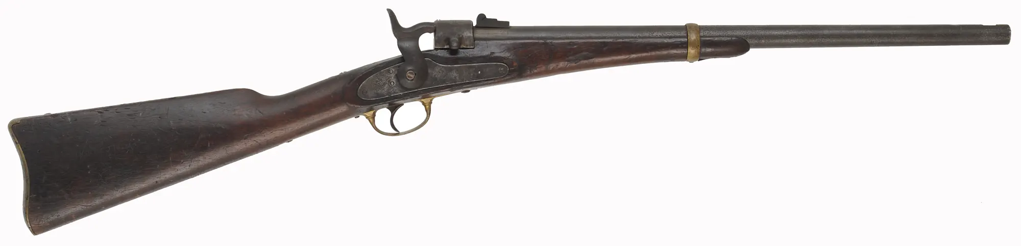 Joslyn Model 1862 Carbine,
.52 caliber, 22" barrel,
walnut with chip, brass, missing front sight,
incorrect hammer fitted Joslyn Model 1862 Carbine,
.52 caliber, 22" barrel,
walnut with chip, brass, missing front sight,
incorrect hammer fitted