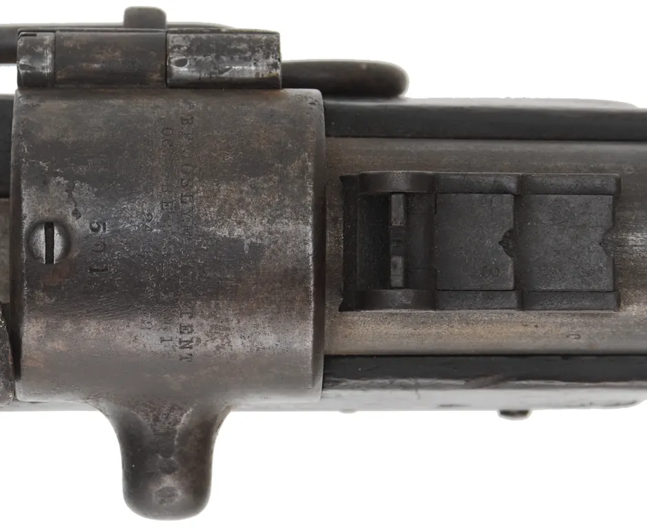 Joslyn Model 1862 Carbine,
.52 caliber, 22" barrel,
walnut with chip, brass, missing front sight,
incorrect hammer fitted Joslyn Model 1862 Carbine,
.52 caliber, 22" barrel,
walnut with chip, brass, missing front sight,
incorrect hammer fitted