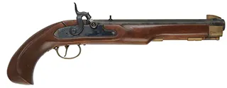 Kentucky Pistol,
.50 caliber, 9-7/8" octagon barrel,
Maslin percussion lock, beech, brass trim, 
used, from a kit by CVA - Connecticut Valley Arms