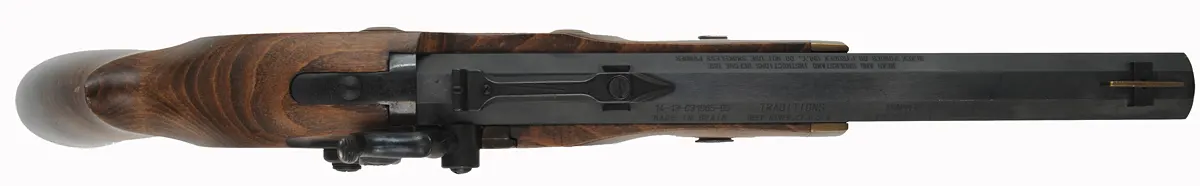 Trapper Pistol,
.50 caliber, 9-3/4" barrel,
percussion, set triggers, used, by Traditions Trapper Pistol,
.50 caliber, 9-3/4" barrel,
percussion, set triggers, used, by Traditions