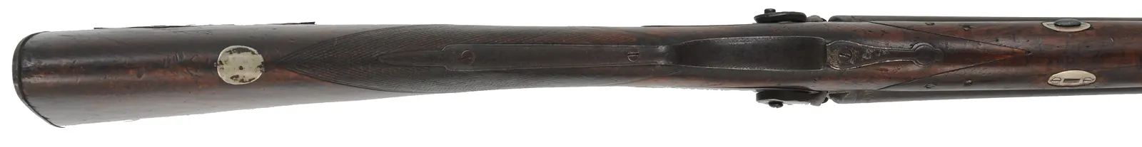 Decorator ~ Antique Cape Gun,
13 gauge & .38 caliber, 32" barrels,
back action percussion locks, 
repaired walnut stock, iron & brass trim
