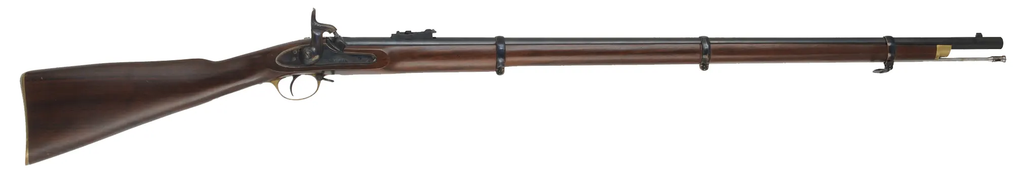1853 Enfield Rifled Musket,
.58 caliber, 39" barrel,
percussion, walnut, brass, three band,
used , by Armisport 1853 Enfield Rifled Musket,
.58 caliber, 39" barrel,
percussion, walnut, brass, three band,
used , by Armisport
