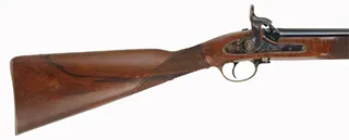 Enfield Volunteer Rifle,
.451 caliber fast twist for bullet, 33" barrel,
percussion, checkered walnut, two band,
used, made in England by Parker Hale