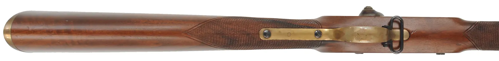 Enfield Volunteer Rifle,
.451 caliber fast twist for bullet, 33" barrel,
percussion, checkered walnut, two band,
used, made in England by Parker Hale Enfield Volunteer Rifle,
.451 caliber fast twist for bullet, 33" barrel,
percussion, checkered walnut, two band,
used, made in England by Parker Hale