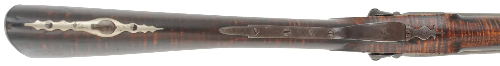Antique Double Shotgun,
13 gauge, 30" Damascus barrels,
percussion, maple, iron trim, locks marked Mortimer Antique Double Shotgun,
13 gauge, 30" Damascus barrels,
percussion, maple, iron trim, locks marked Mortimer