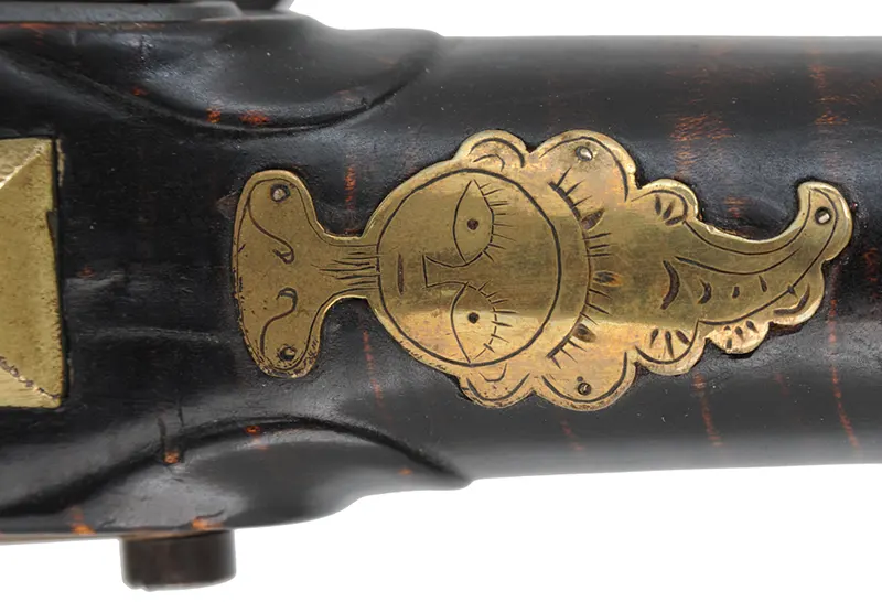 Bucks County Longrifle,
.45 caliber, 42" G.R. Douglas XX swamped octagon barrel,
Siler flintlock, curly maple, brass with side opening patchbox,
used, signed R.E. Grieder Bucks County Longrifle,
.45 caliber, 42" G.R. Douglas XX swamped octagon barrel,
Siler flintlock, curly maple, brass with side opening patchbox,
used, signed R.E. Grieder