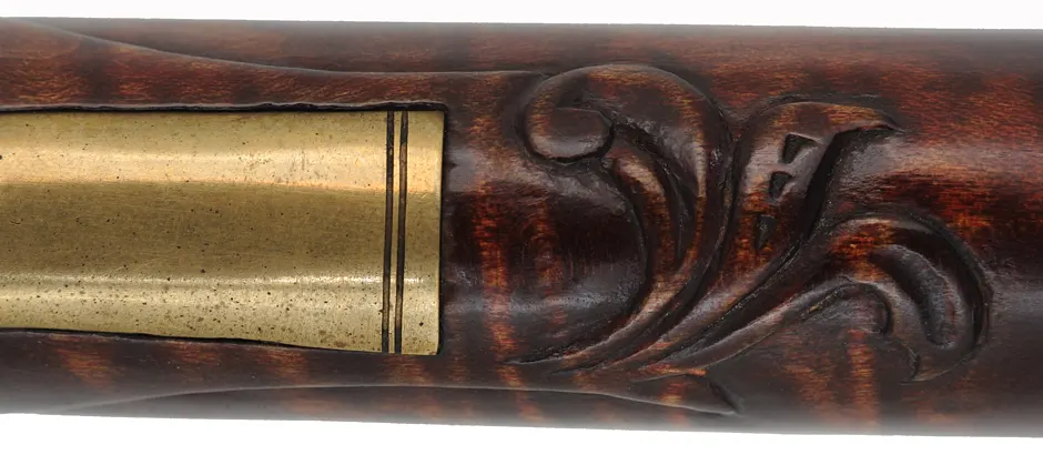 Herman Rupp,
Allentown – Bethlehem longrifle,
.45 caliber, 42” barrel, 
maple, brass trim & wire inlay,
used, by R.E. Grieder