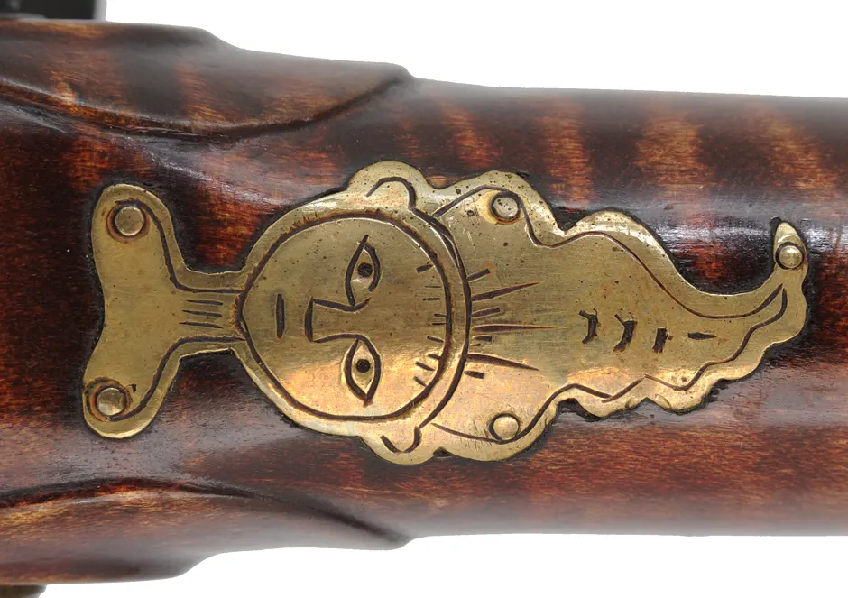 Herman Rupp,
Allentown – Bethlehem longrifle,
.45 caliber, 42” barrel, 
maple, brass trim & wire inlay,
used, by R.E. Grieder
