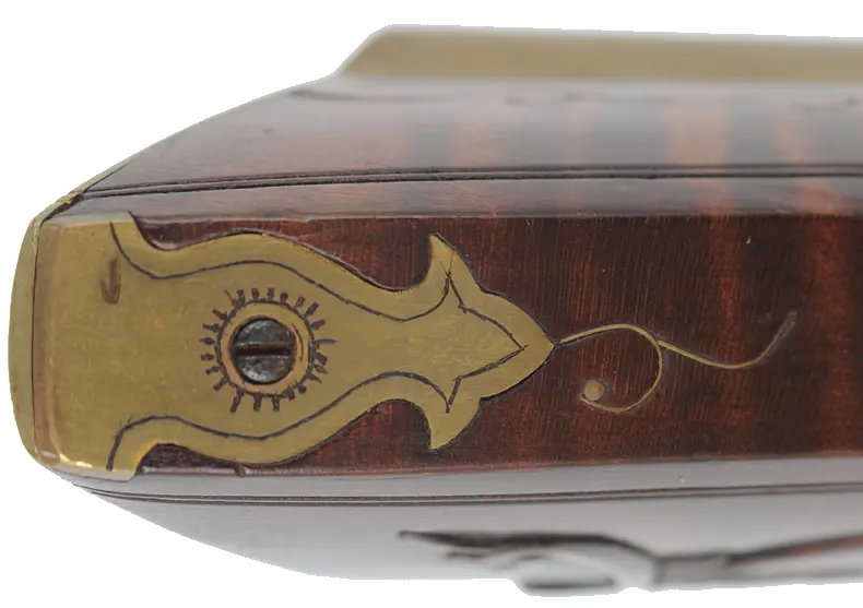 Herman Rupp,
Allentown – Bethlehem longrifle,
.45 caliber, 42” barrel, 
maple, brass trim & wire inlay,
used, by R.E. Grieder