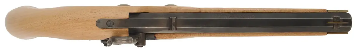 Kentucky Pistol,
.45 caliber, 9-3/4" octagon barrel,
Maslin percussion lock, beech, brass trim, 
used, from a kit by CVA - Connecticut Valley Arms