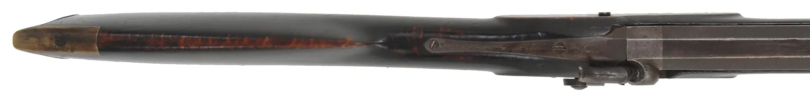 Antique Halfstock Rifle,
.41 caliber with coned muzzle, 34-1/2" barrel,
percussion, maple, brass, pewter forend cap,
step adjustable rear sight
