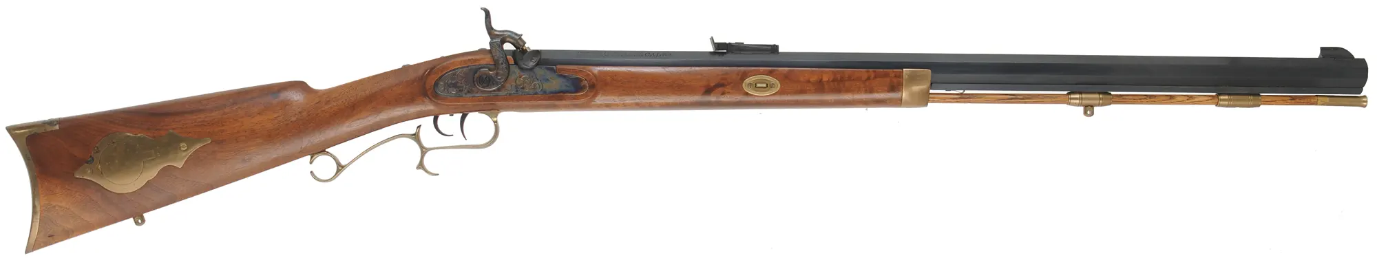 Thompson Center Hawken,
.54 caliber, 28" barrel,
percussion, walnut, brass,
from a kit, used, by Thompson Center Arms Thompson Center Hawken,
.54 caliber, 28" barrel,
percussion, walnut, brass,
from a kit, used, by Thompson Center Arms