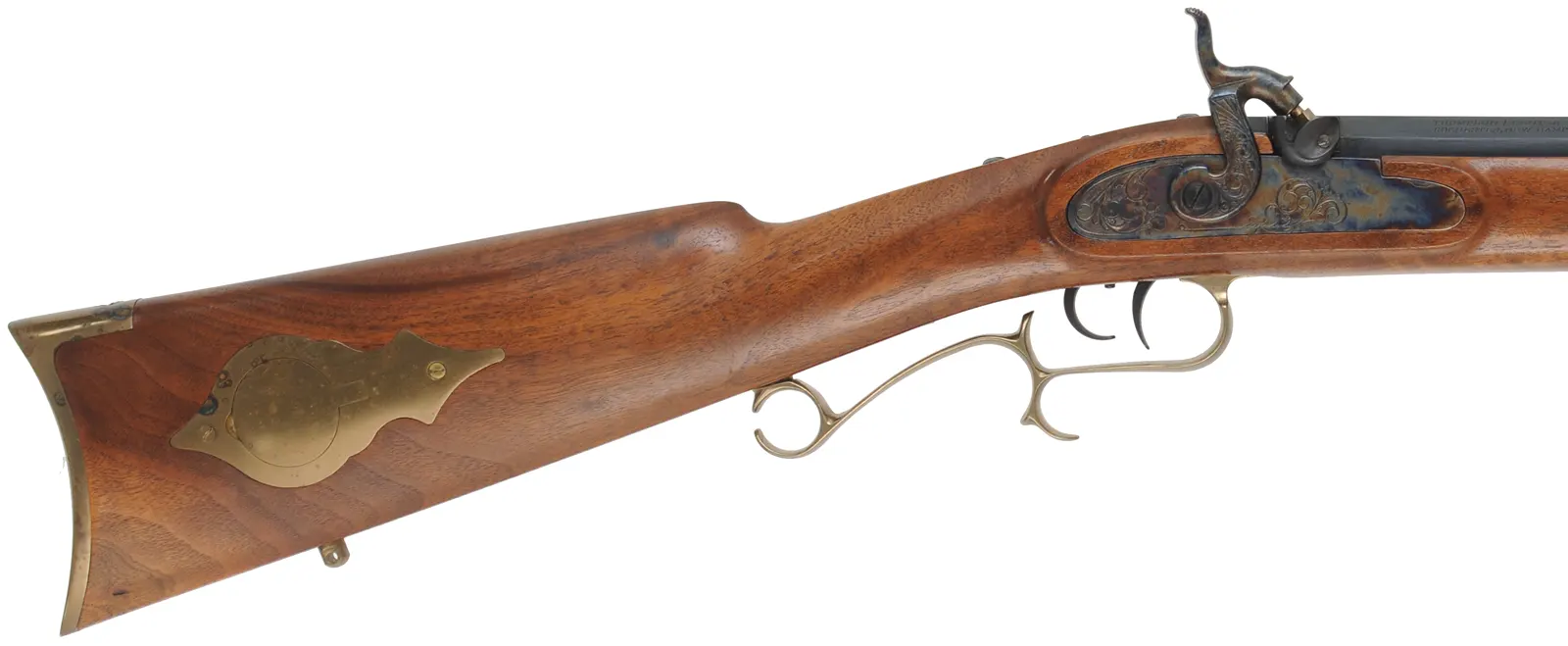 Thompson Center Hawken,
.54 caliber, 28" barrel,
percussion, walnut, brass,
from a kit, used, by Thompson Center Arms Thompson Center Hawken,
.54 caliber, 28" barrel,
percussion, walnut, brass,
from a kit, used, by Thompson Center Arms