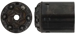R & D Conversion Cylinder,
 for Pietta's  Model 1858 Remington in .44 percussion,
converts to caliber .45 Long Colt cowboy ammunition, 
blued steel, used
