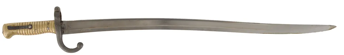 French Model 1866 Bayonet, 
22-3/4" blade, brass handle, scabbard