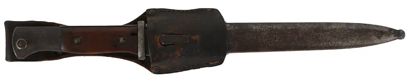 German Model 84/98 Bayonet, 
9-7/8" blade, wood handle, scabbard & frog,
by F Koeller & Co Ohligs Solingen