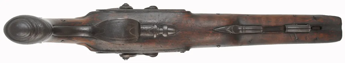 Antique Double Barrel Pistol,
28 gauge,  10-1/2" barrels, 
percussion conversion locks, walnut, steel trim,
for display or restoration