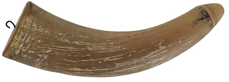 Group of Four Antique Powder Horns
in various condition, sold as is