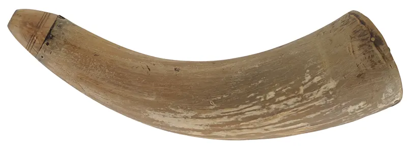 Group of Four Antique Powder Horns
in various condition, sold as is