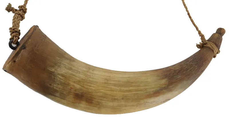 Group of Four Antique Powder Horns
in various condition, sold as is