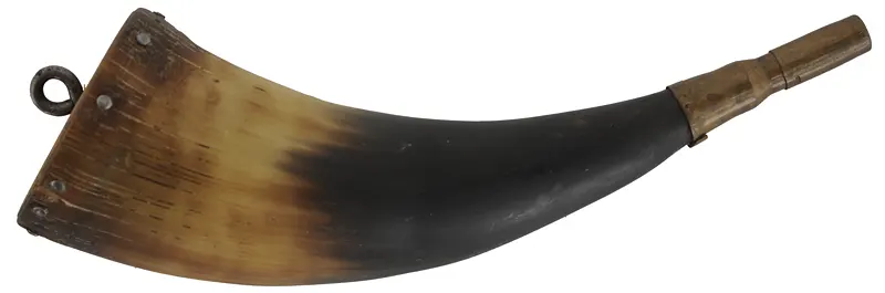 Group of Four Antique Powder Horns
in various condition, sold as is