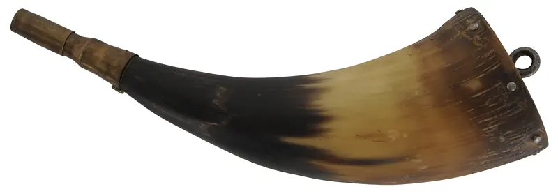Group of Four Antique Powder Horns
in various condition, sold as is