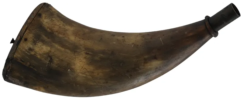 Group of Four Antique Powder Horns
in various condition, sold as is