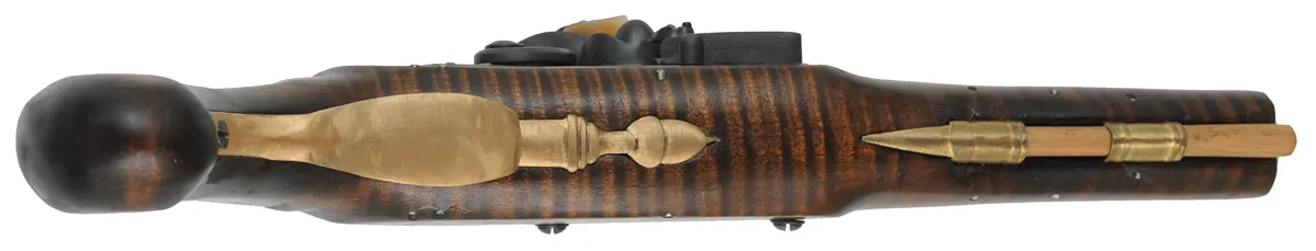 Belt Pistol, 
.54 caliber smoothbore, 8" octagon-to-round barrel,
L&R flintlock, maple, brass trim, new