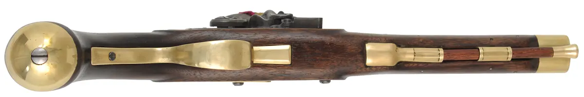 Kentucky Pistol,
.50 caliber, 9-3/8" barrel,
L&R flintlock, walnut, brass,
by K. Lincavage