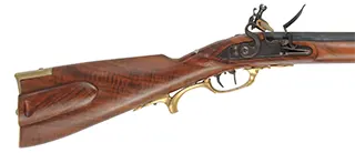 Jaeger Rifle
.54 caliber, 31" swamped barrel,
R.E. Davis flintlock, claro walnut, brass trim, 
set triggers, used 