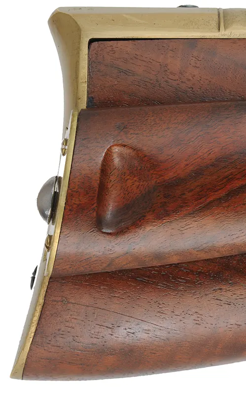 Jaeger Rifle
.54 caliber, 31" swamped barrel,
R.E. Davis flintlock, claro walnut, brass trim,
set triggers, used Jaeger Rifle
.54 caliber, 31" swamped barrel,
R.E. Davis flintlock, claro walnut, brass trim,
set triggers, used
