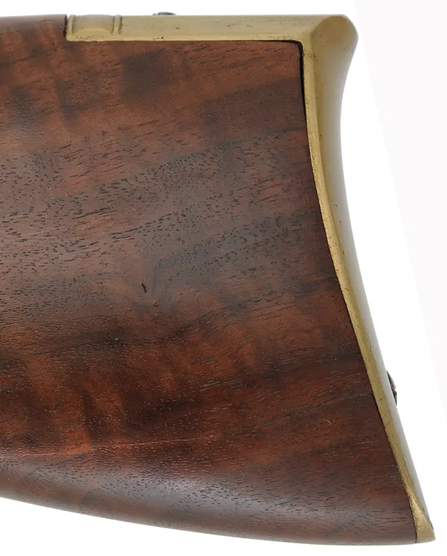 Jaeger Rifle
.54 caliber, 31" swamped barrel,
R.E. Davis flintlock, claro walnut, brass trim,
set triggers, used Jaeger Rifle
.54 caliber, 31" swamped barrel,
R.E. Davis flintlock, claro walnut, brass trim,
set triggers, used