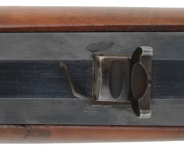 Jaeger Rifle
.54 caliber, 31" swamped barrel,
R.E. Davis flintlock, claro walnut, brass trim,
set triggers, used Jaeger Rifle
.54 caliber, 31" swamped barrel,
R.E. Davis flintlock, claro walnut, brass trim,
set triggers, used