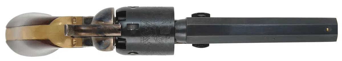 1849 Colt Pocket Model Revolver,
.31 caliber, 4" barrel,
five shot,cylinder, blued, walnut, 
unfired, no box, by A. Uberti