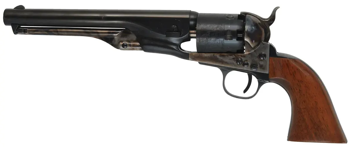 1861 Colt Navy Revolver,
.36 caliber, 7-1/2" barrel,
percussion, blued, walnut,
used, by Aldo Uberti 1861 Colt Navy Revolver,
.36 caliber, 7-1/2" barrel,
percussion, blued, walnut,
used, by Aldo Uberti